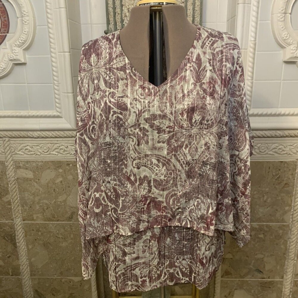 Christopher & Banks. Size XL. $48. BOHO Metallic Overlay Semi Sheer Top. B108